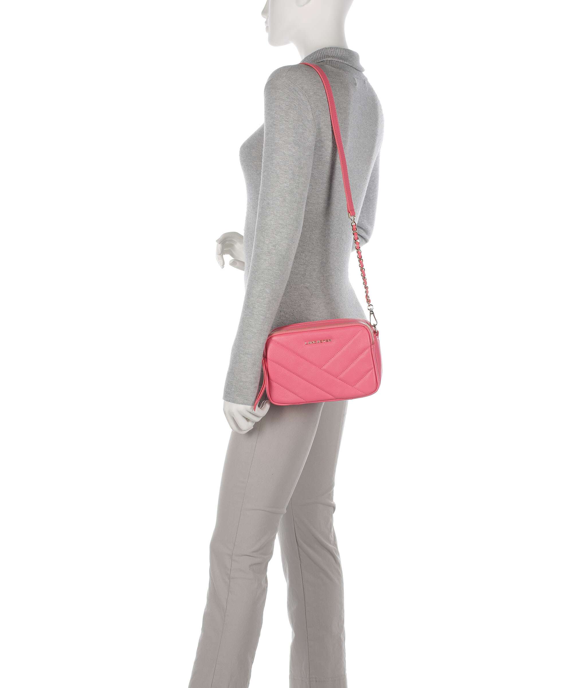 Lancaster Soft Matelassé Crossbody bag rose fonce