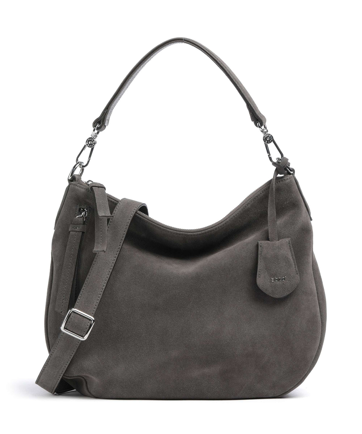 Abro Suede Juna Small Hobo bag grey