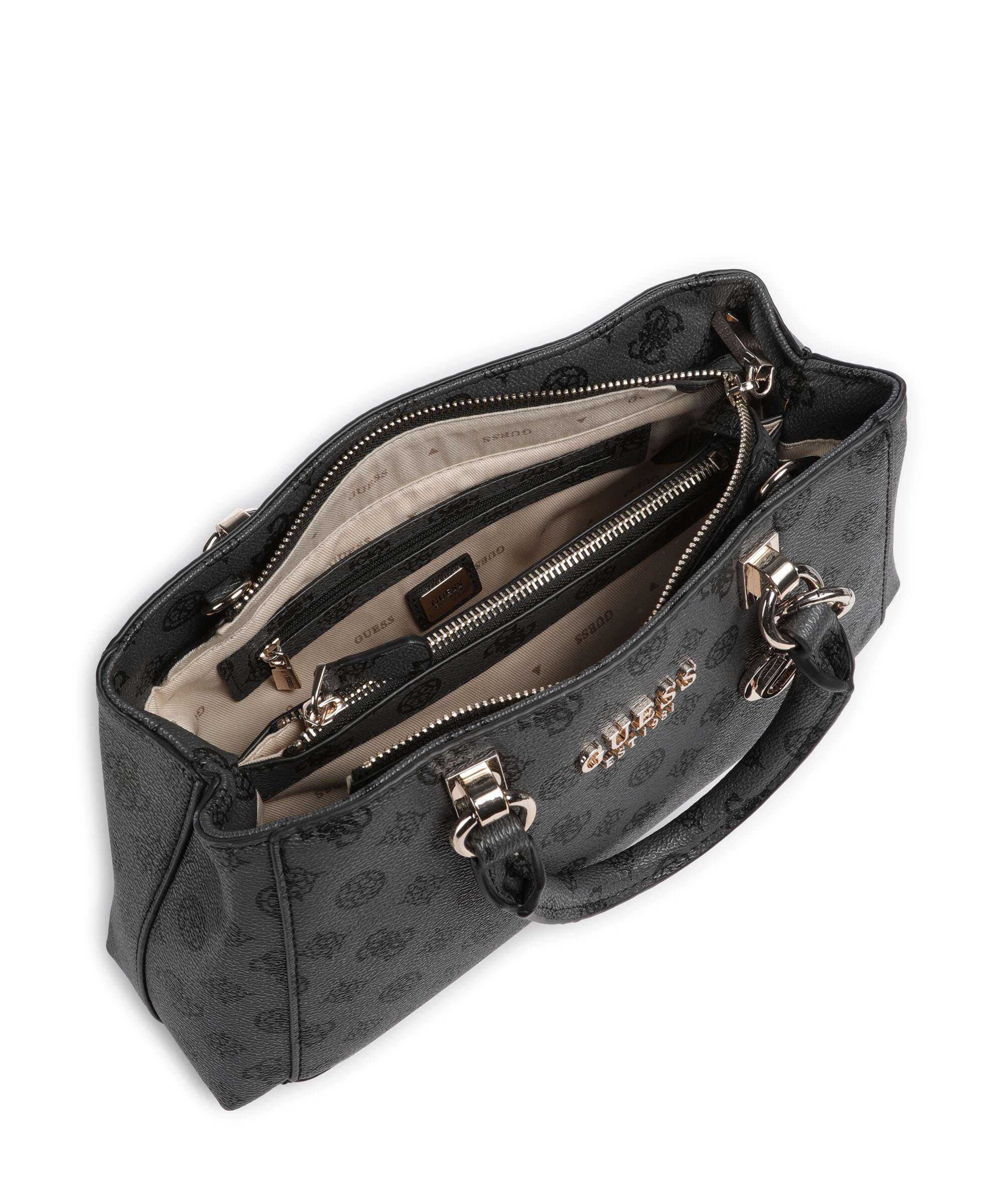 Guess Evelune Handbag charcoal logo