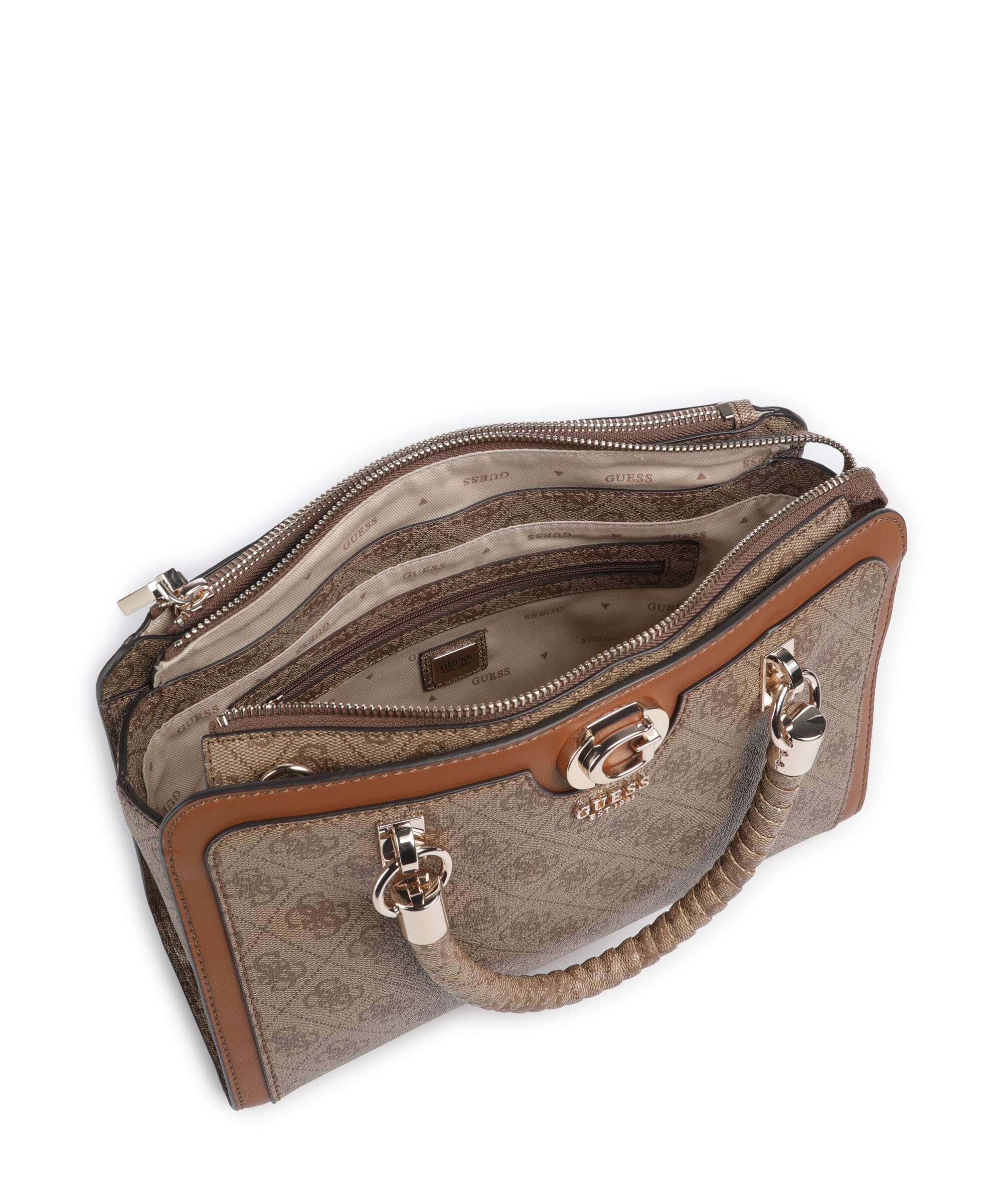 Guess Orlina 4G Logo Handbag latte logo/brown