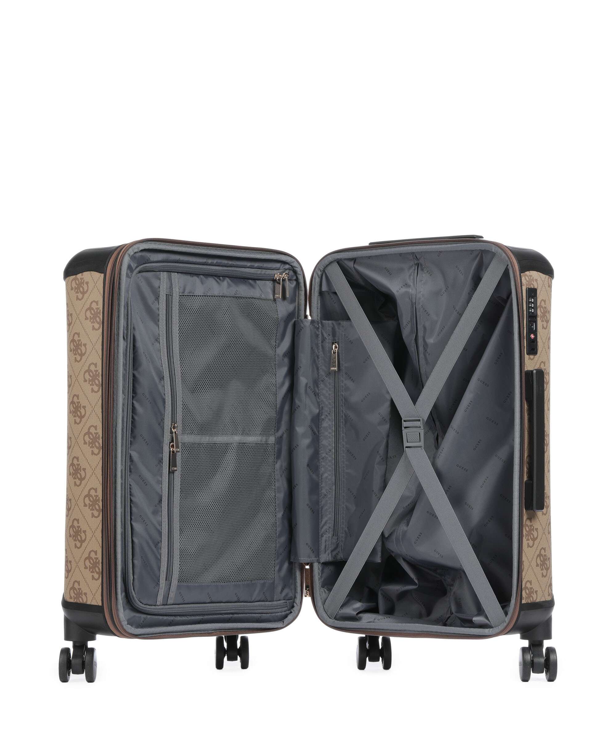 Guess Berta Maxi 4G Spinner (4 wheels) latte logo/brown