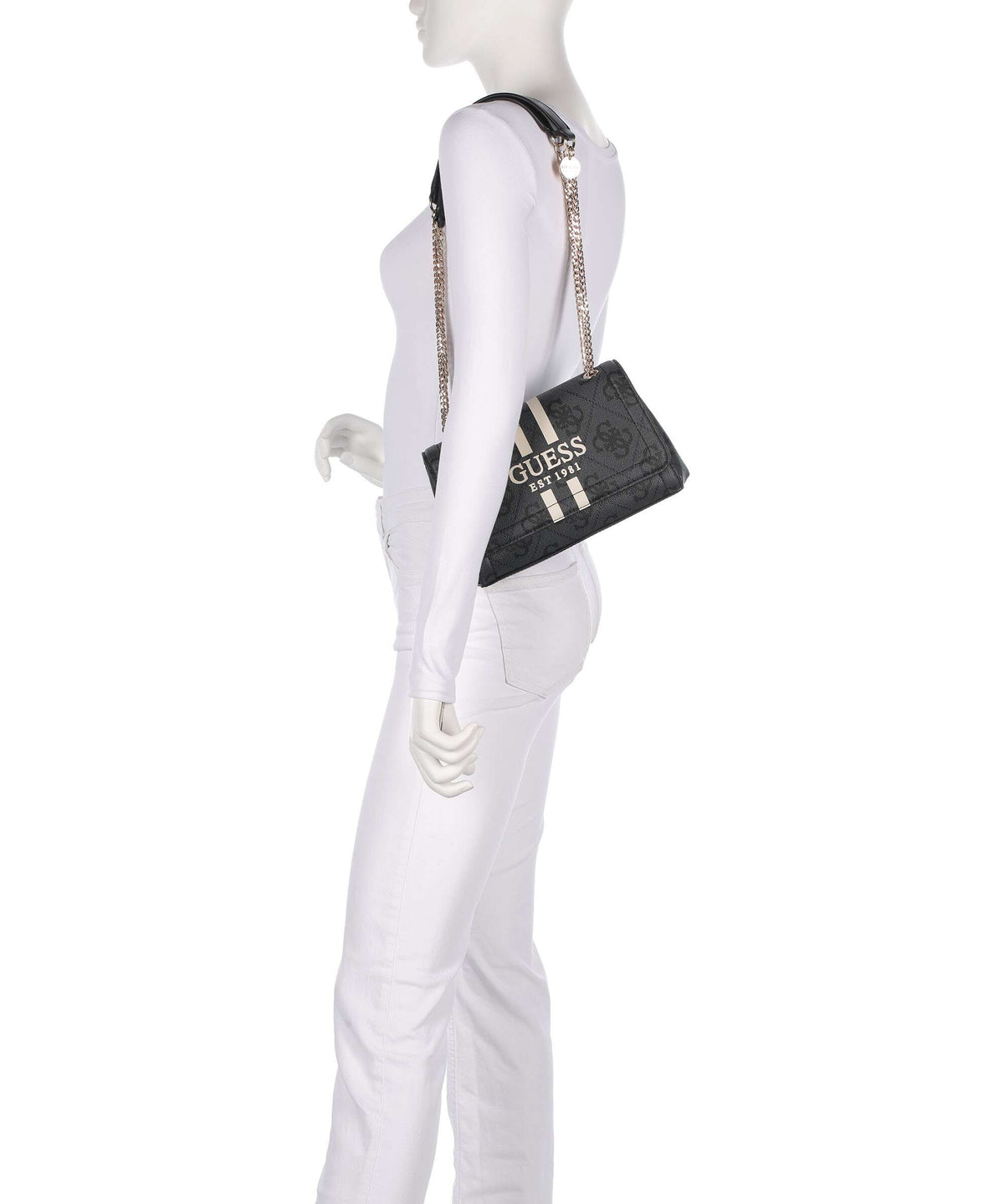 Guess Noelle 4G Logo Shoulder bag coal logo