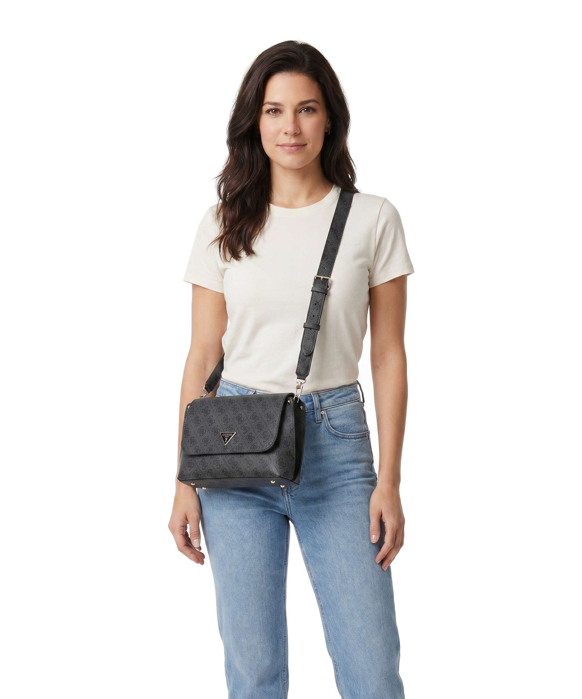 Guess Meridian Crossbody bag coal logo