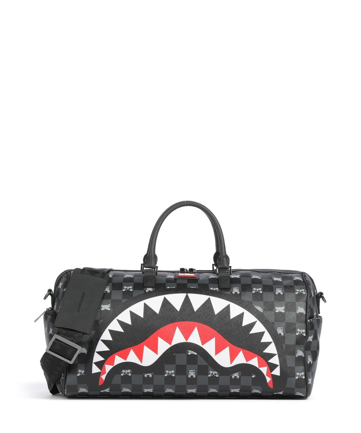 Sprayground Gray Peeking Character Check Weekend bag black