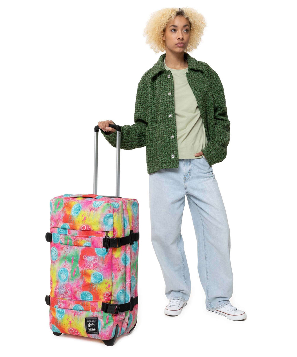 Eastpak Transit'R M Travel bag with wheels fluo clouds