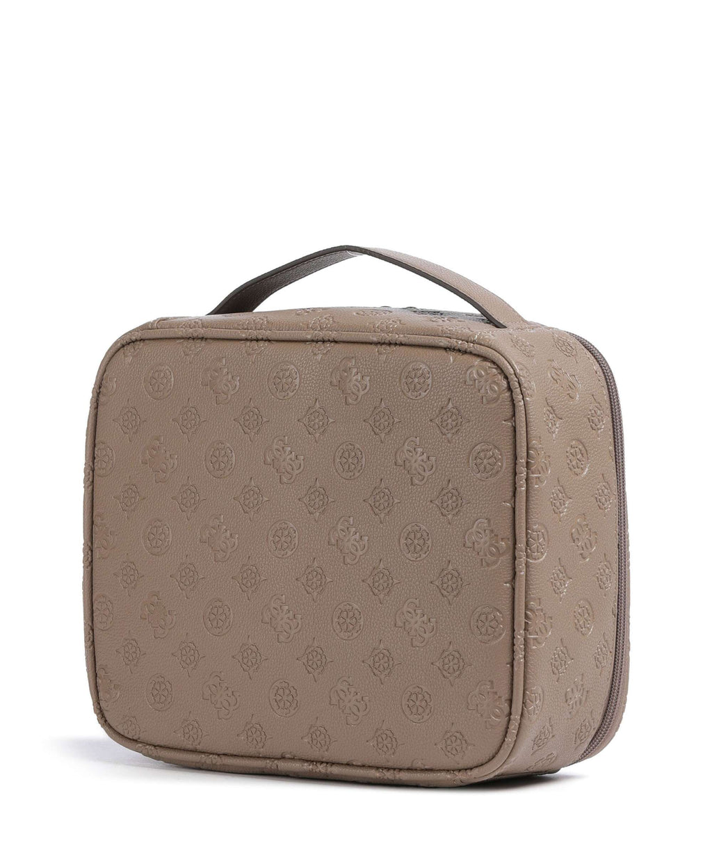 Guess Wilder Toiletry bag dark taupe logo