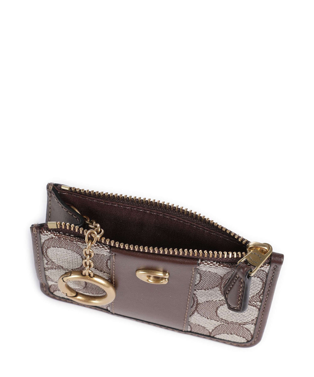 Coach Essential Signature Jacquard Mini Credit card holder oak maple