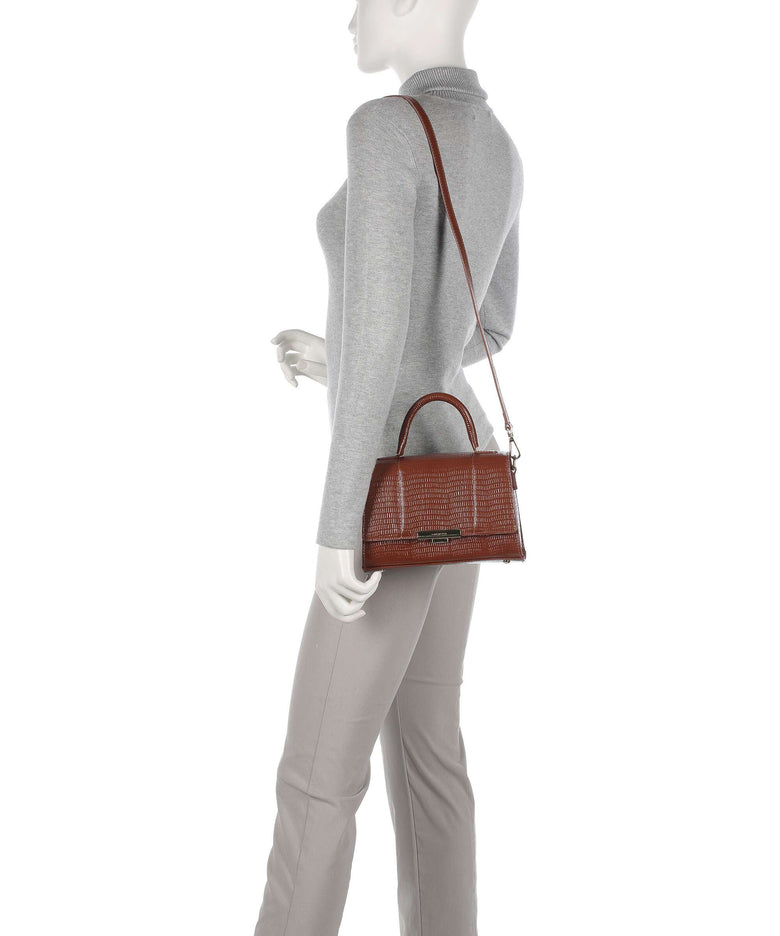 Lancaster Exotic Trinity Handbag cognac/lézard
