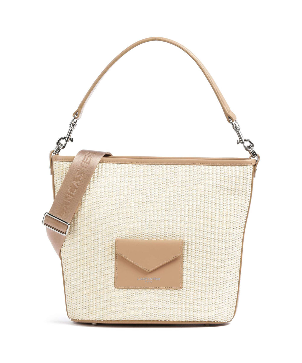 Lancaster Actual Mini Osier Hobo bag beige