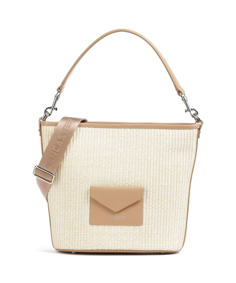 Lancaster Actual Mini Osier Hobo bag beige