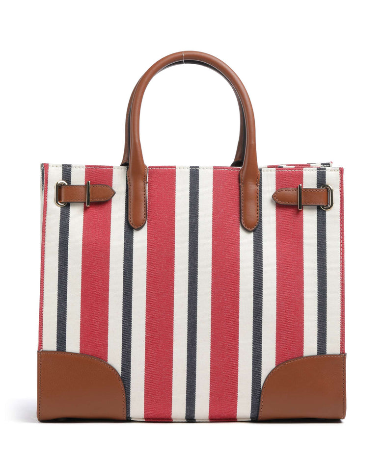 Lauren Ralph Lauren Devyn 42 Handbag festive red strpe/lauren tan