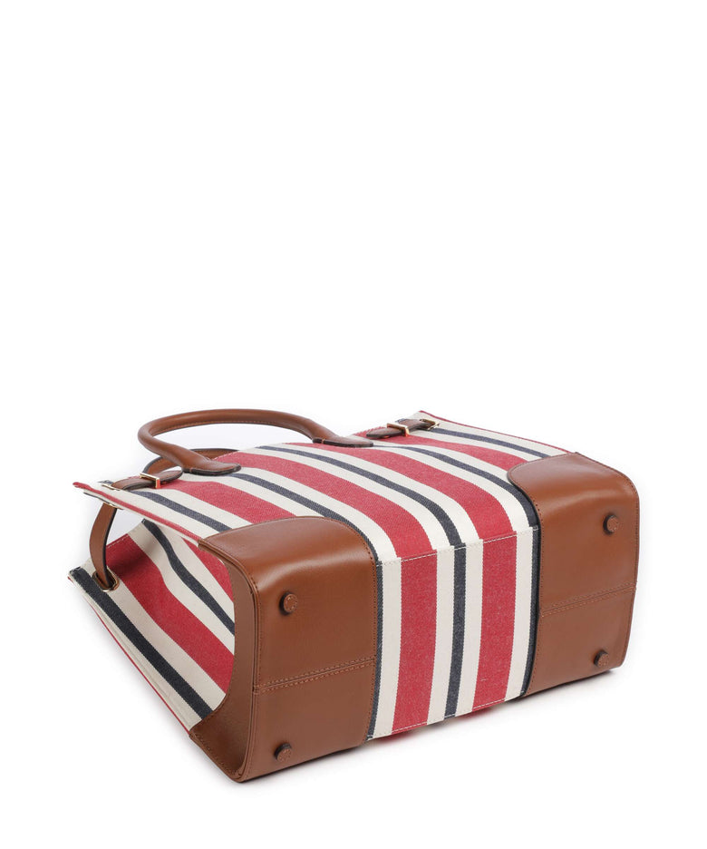 Lauren Ralph Lauren Devyn 42 Handbag festive red strpe/lauren tan