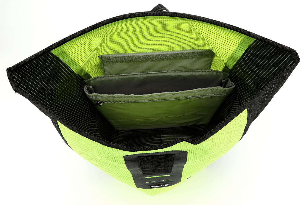 Ortlieb Velocity High Visibility 23 Rolltop backpack neon yellow/black reflective