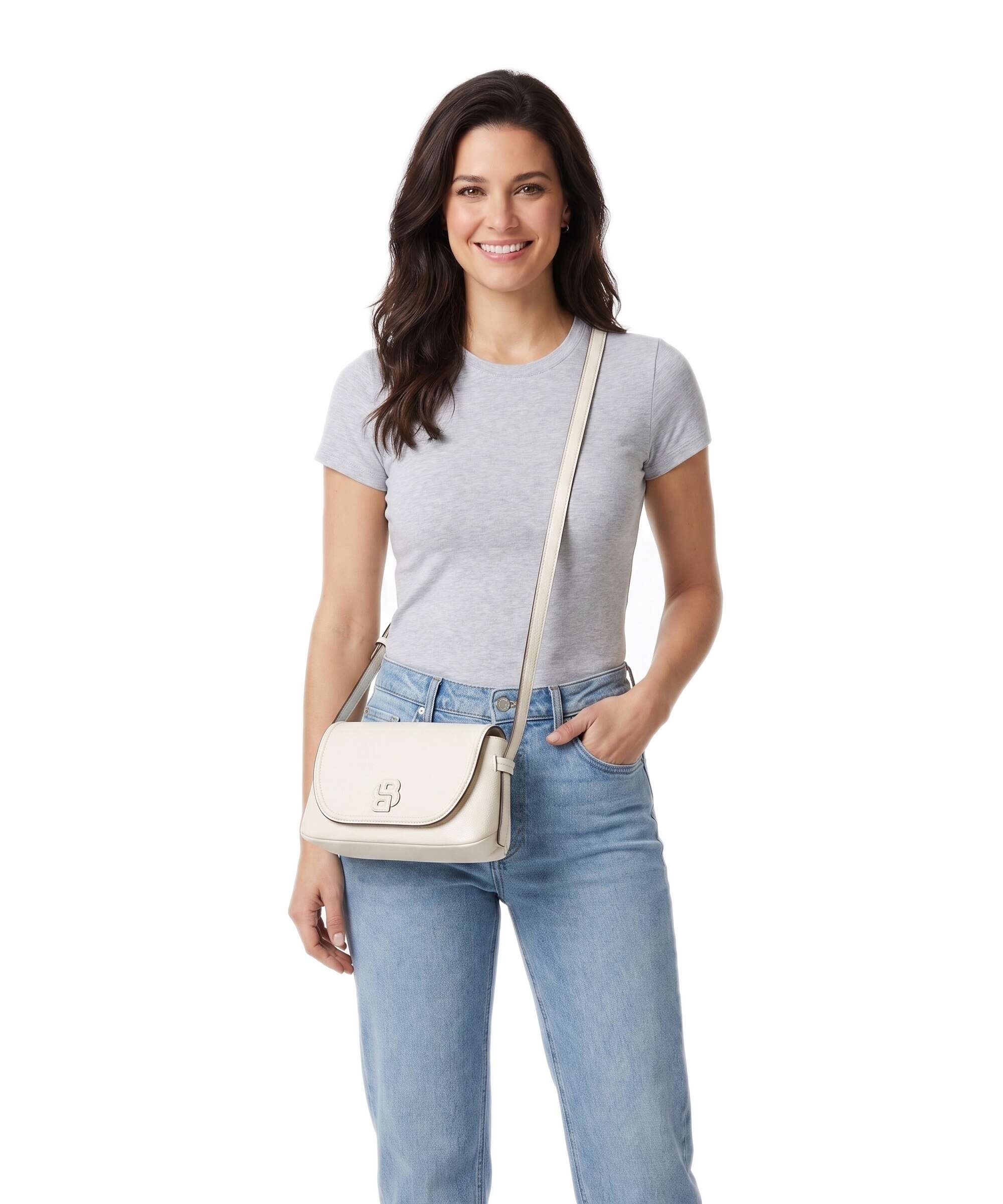 BOSS Anett Crossbody bag open white