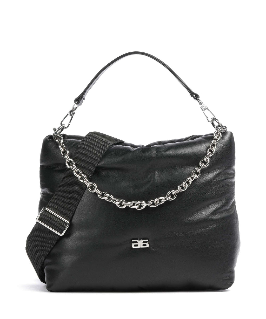 Abro Piuma Lucido Puffer Hobo bag black/nickel
