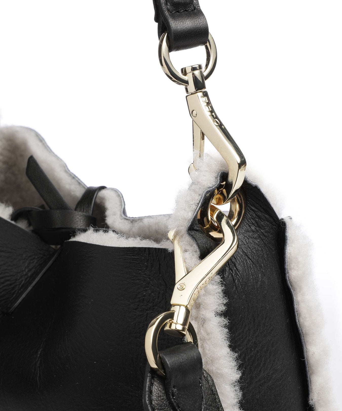 Abro Shearling Raquel Hobo bag black/white