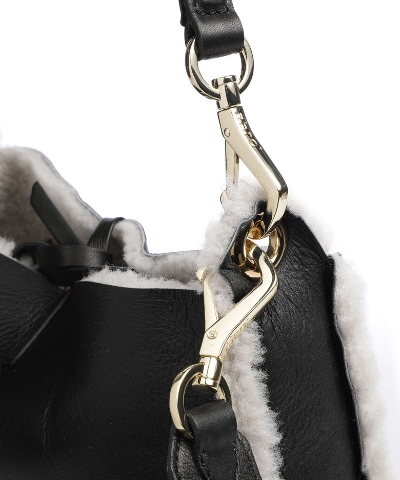 Abro Shearling Raquel Hobo bag black/white