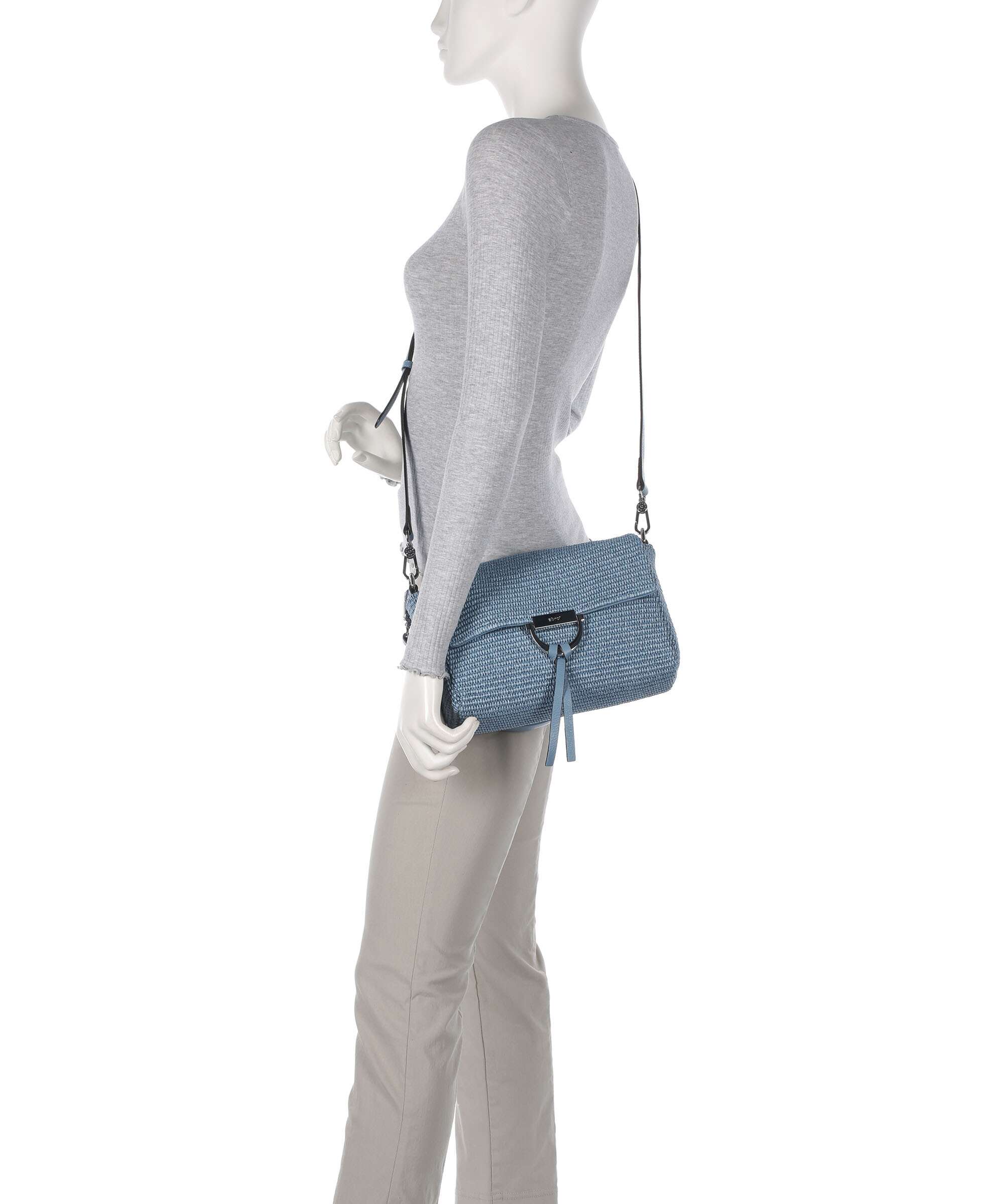 Abro Raffia Temi Shoulder bag light blue/fairy