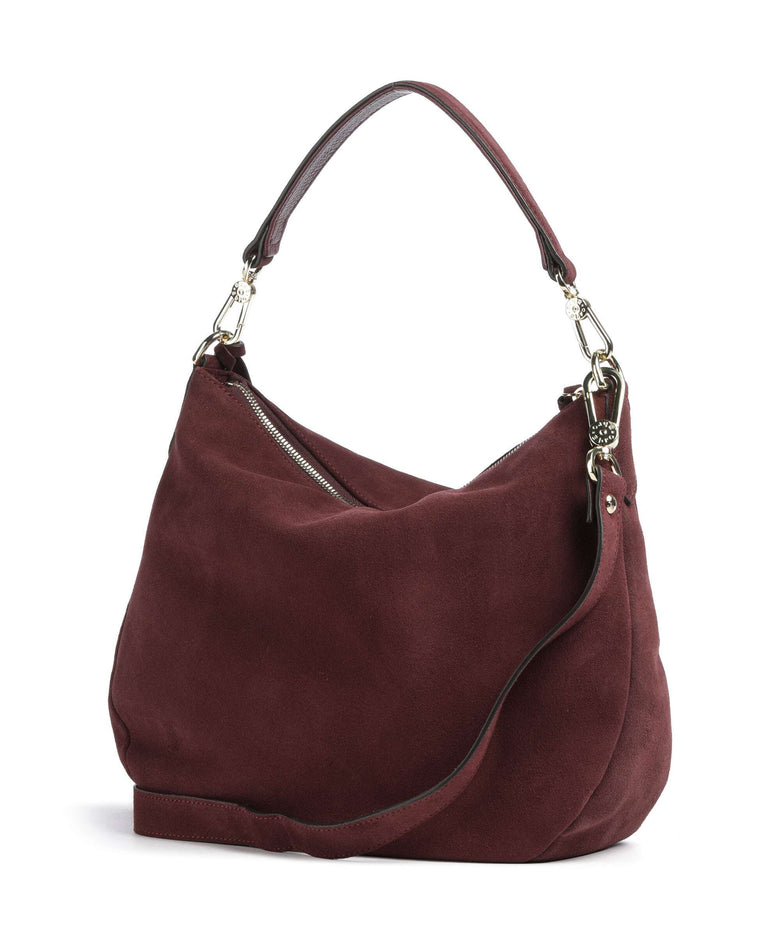 Abro Suede Juna Small Hobo bag bordeaux