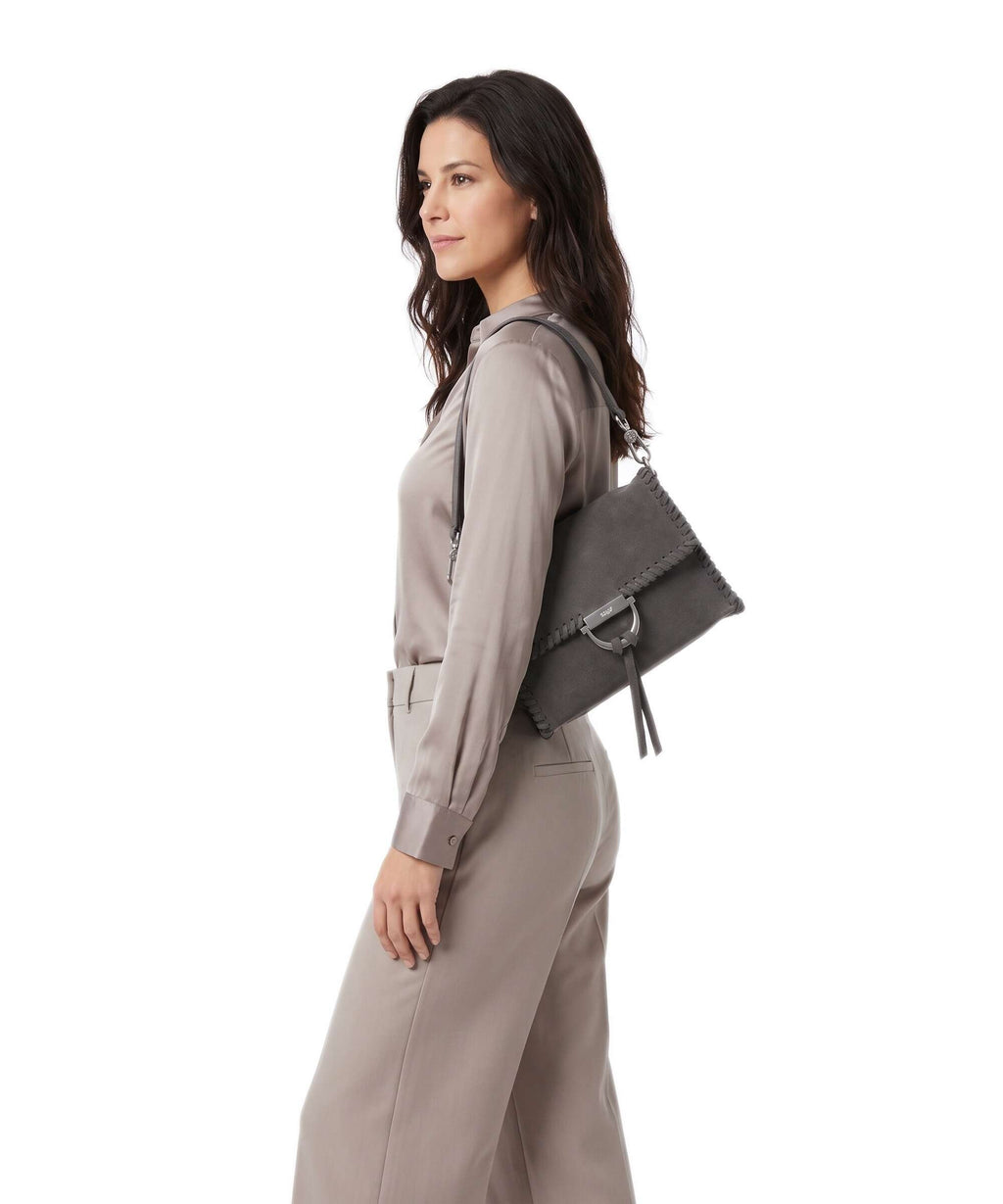 Abro Suede Temi Stitch Shoulder bag grey