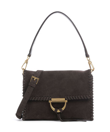 Abro Suede Temi Stitch Borsa a spalla dark brown