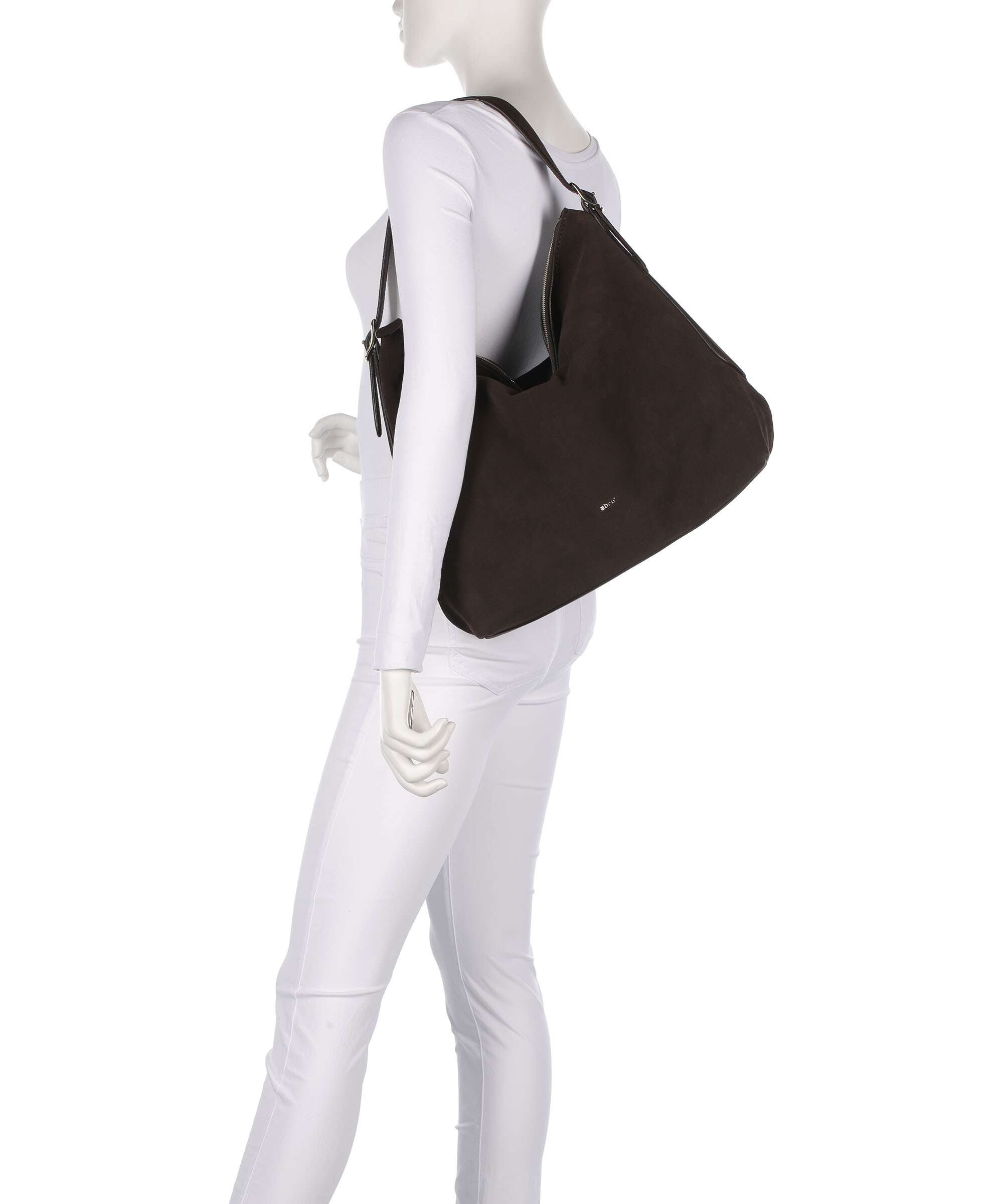 Abro Suede Carina Hobo bag dark brown
