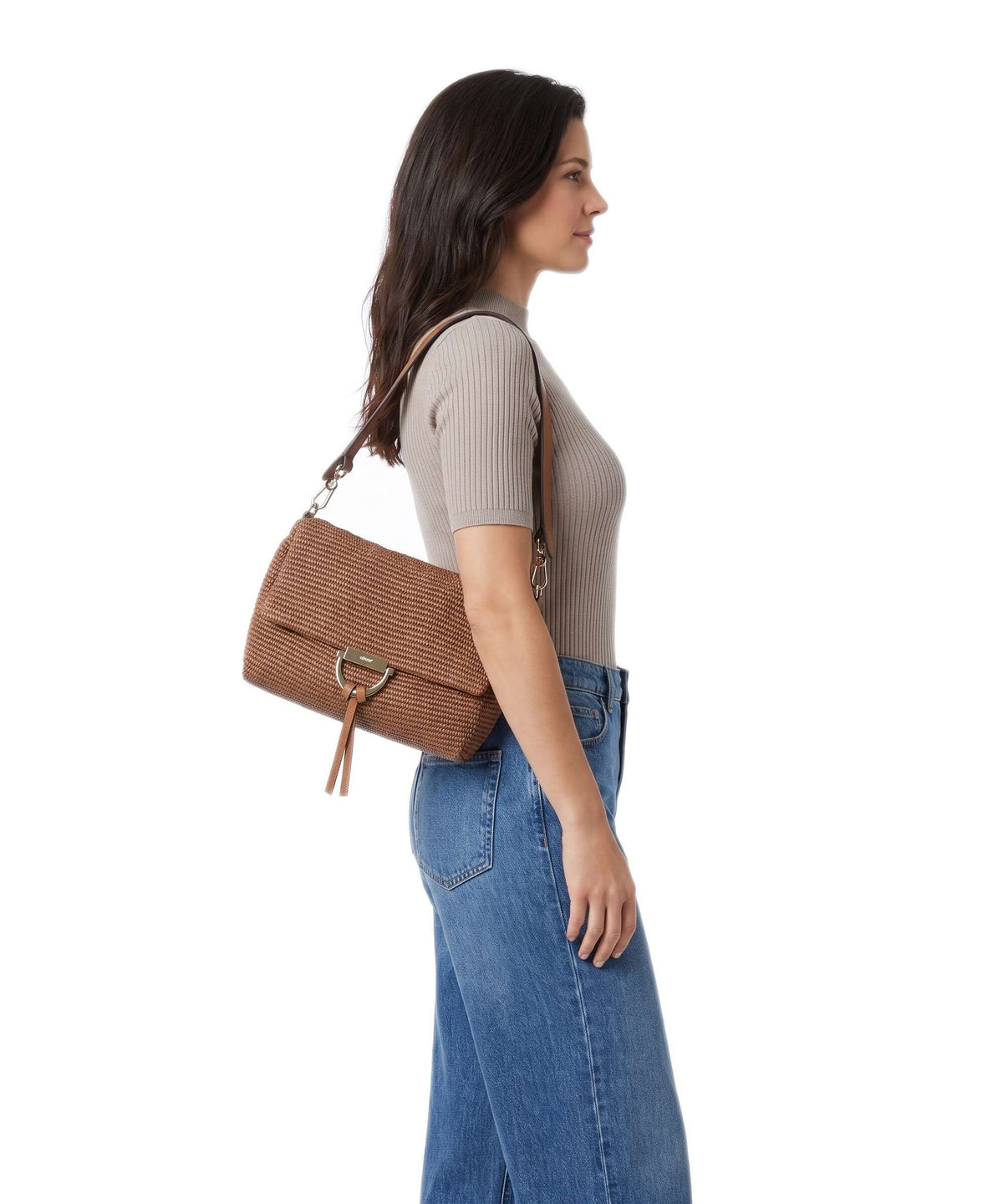 Abro Raffia Classica Temi Medium Shoulder bag caramel/cognac
