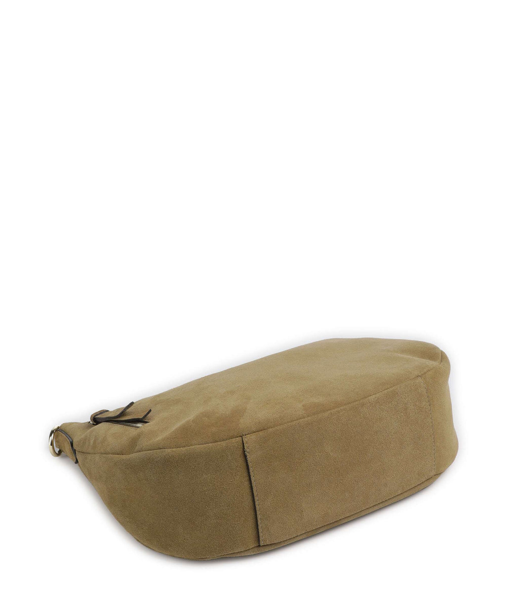 Abro Suede Juna Small Hobo bag mud