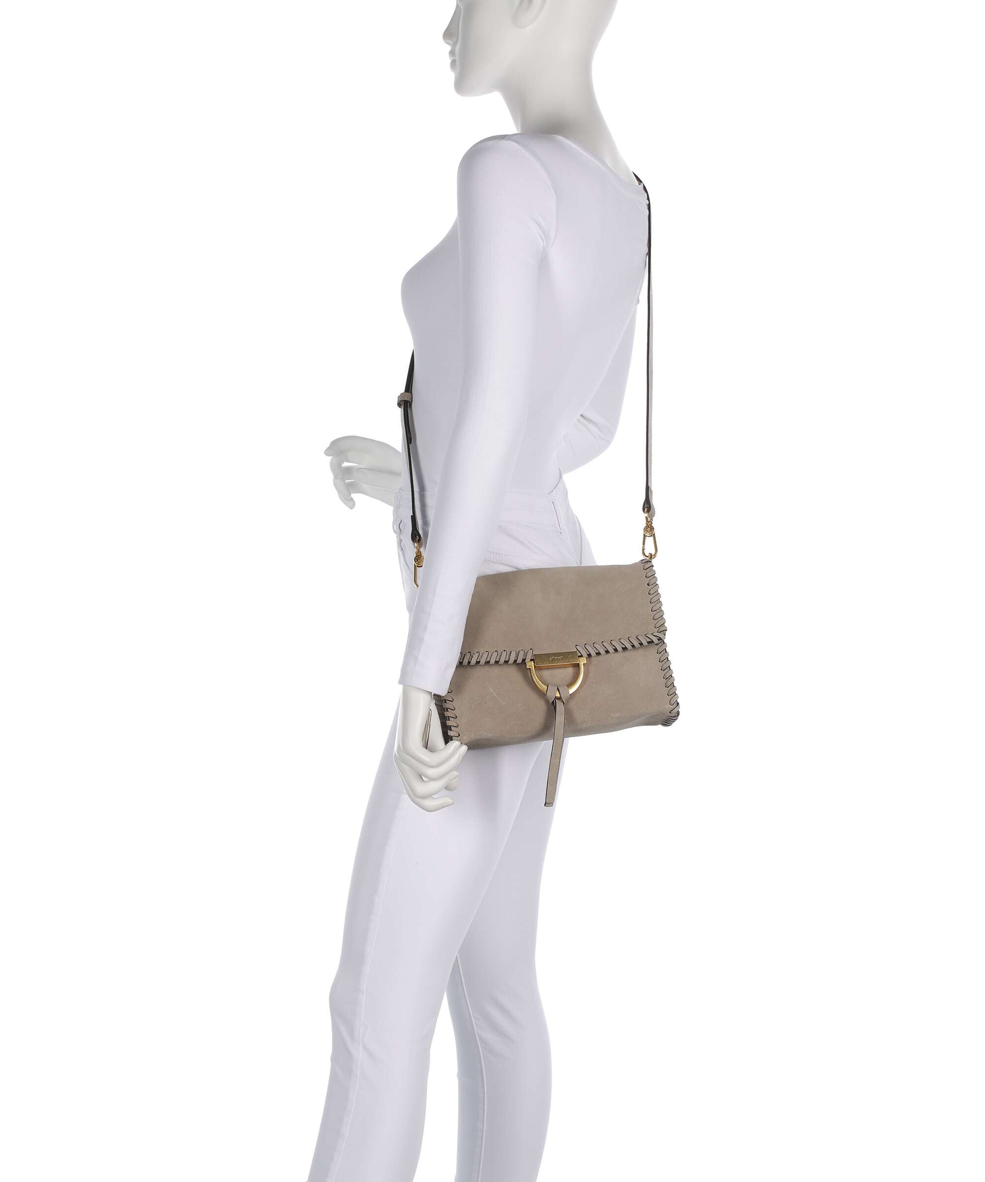 Abro Suede Temi Stitch Shoulder bag siena