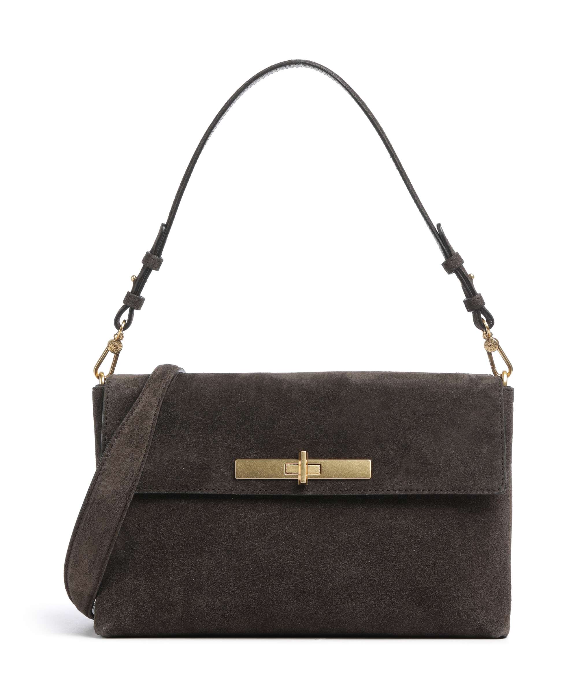 Abro Suede Twist Shoulder bag dark brown