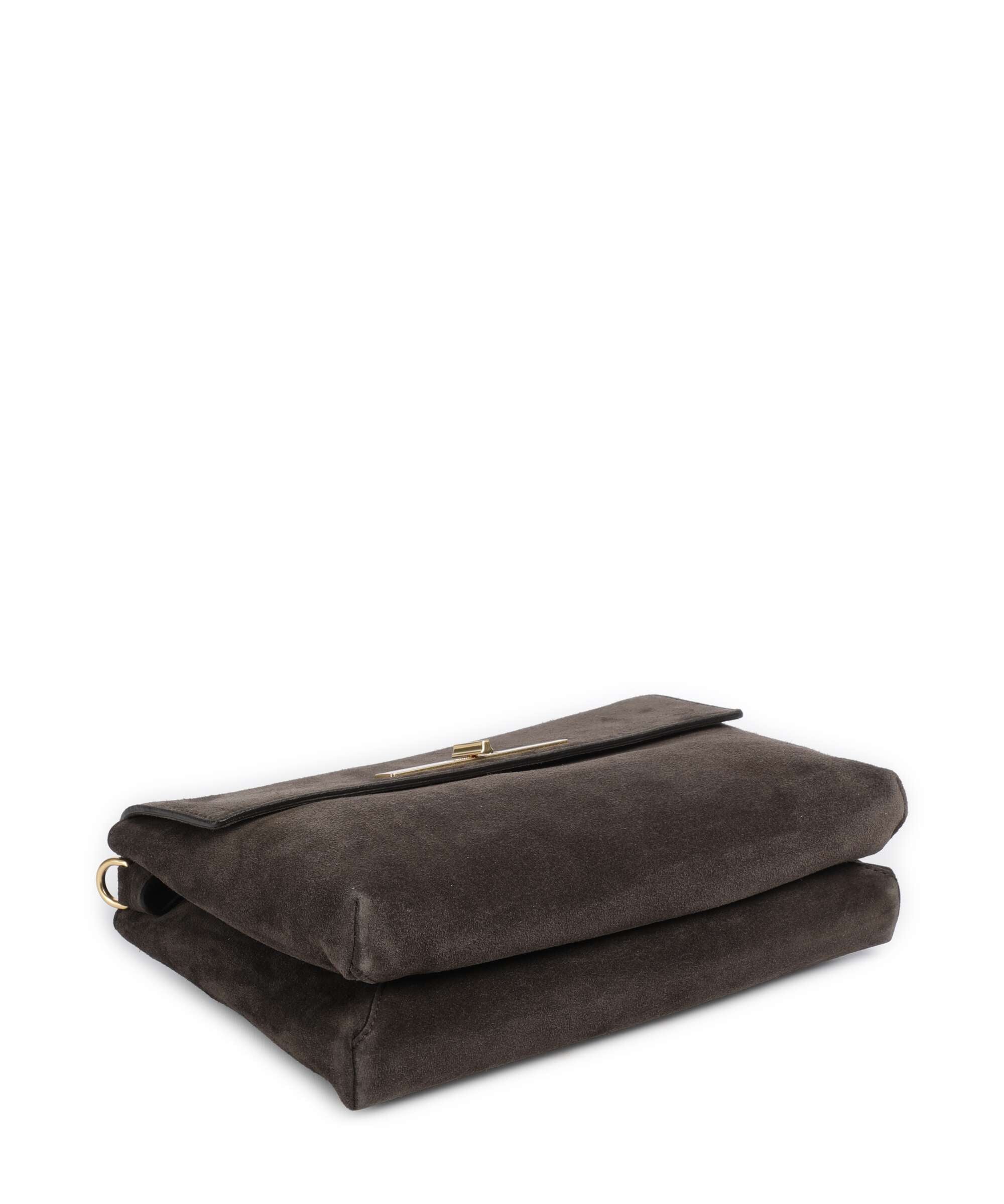 Abro Suede Twist Shoulder bag dark brown
