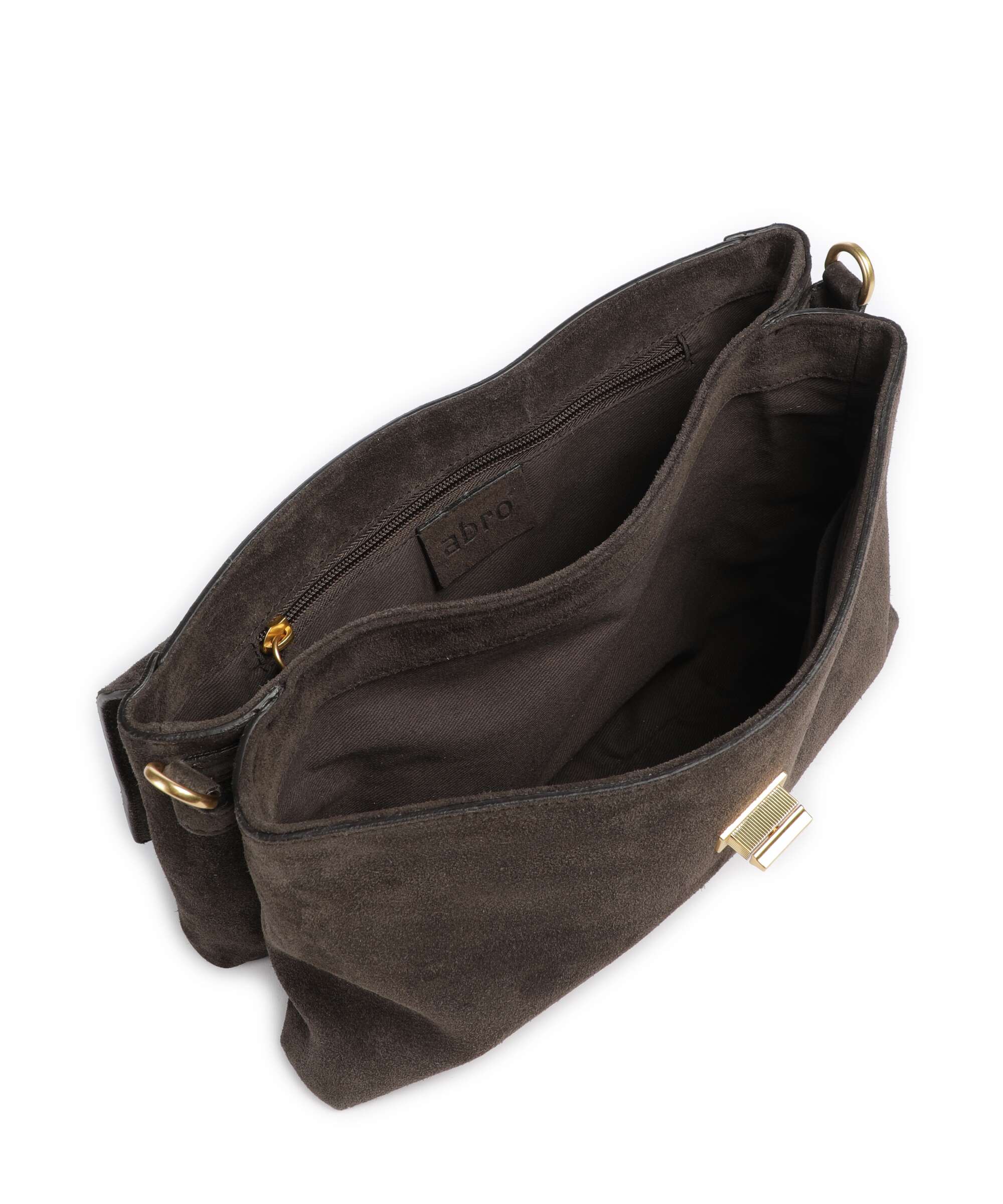 Abro Suede Twist Shoulder bag dark brown