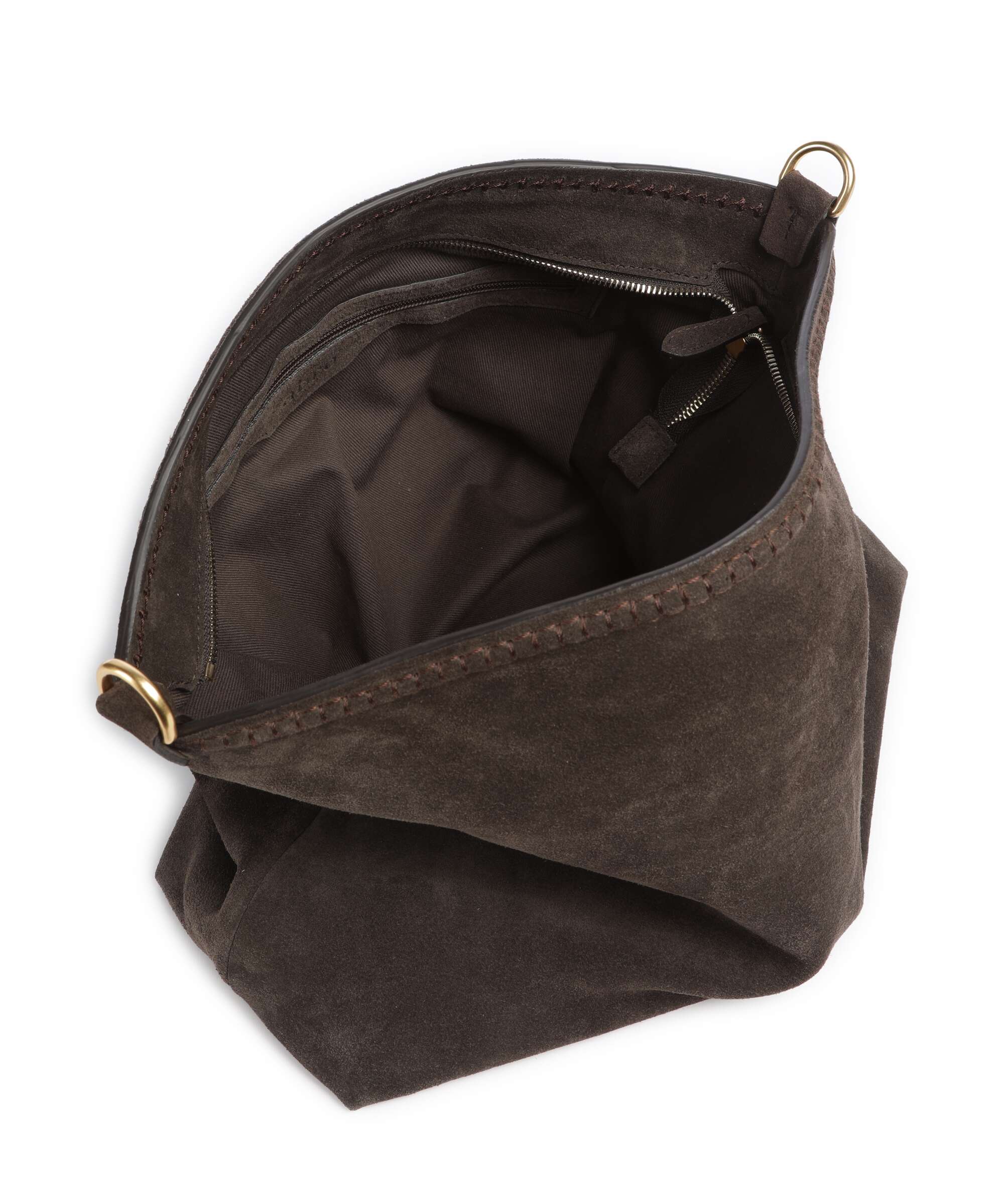 Abro Suede Signature Hobo bag dark brown