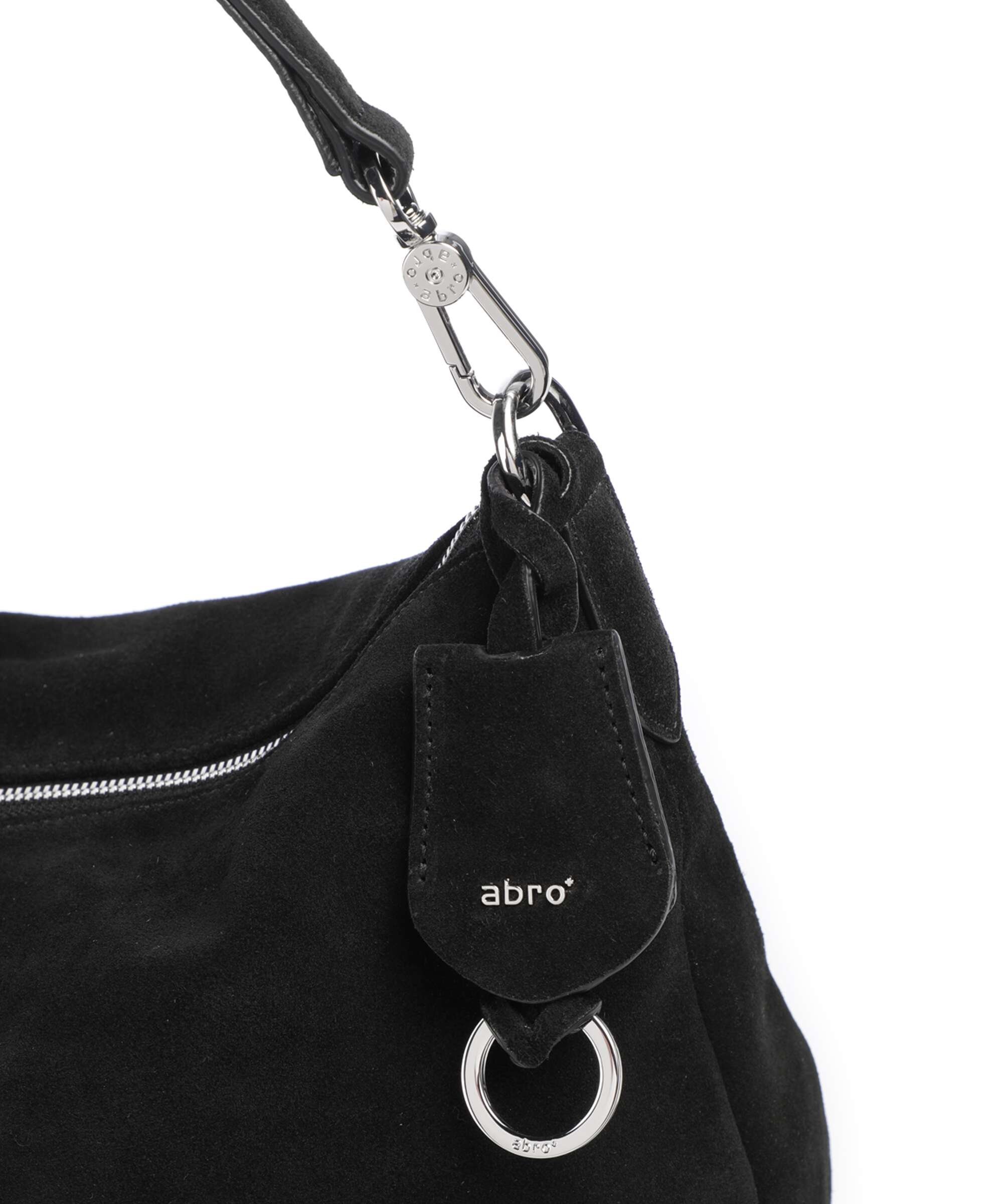 Abro Suede Juna Small Hobo bag black/nickel