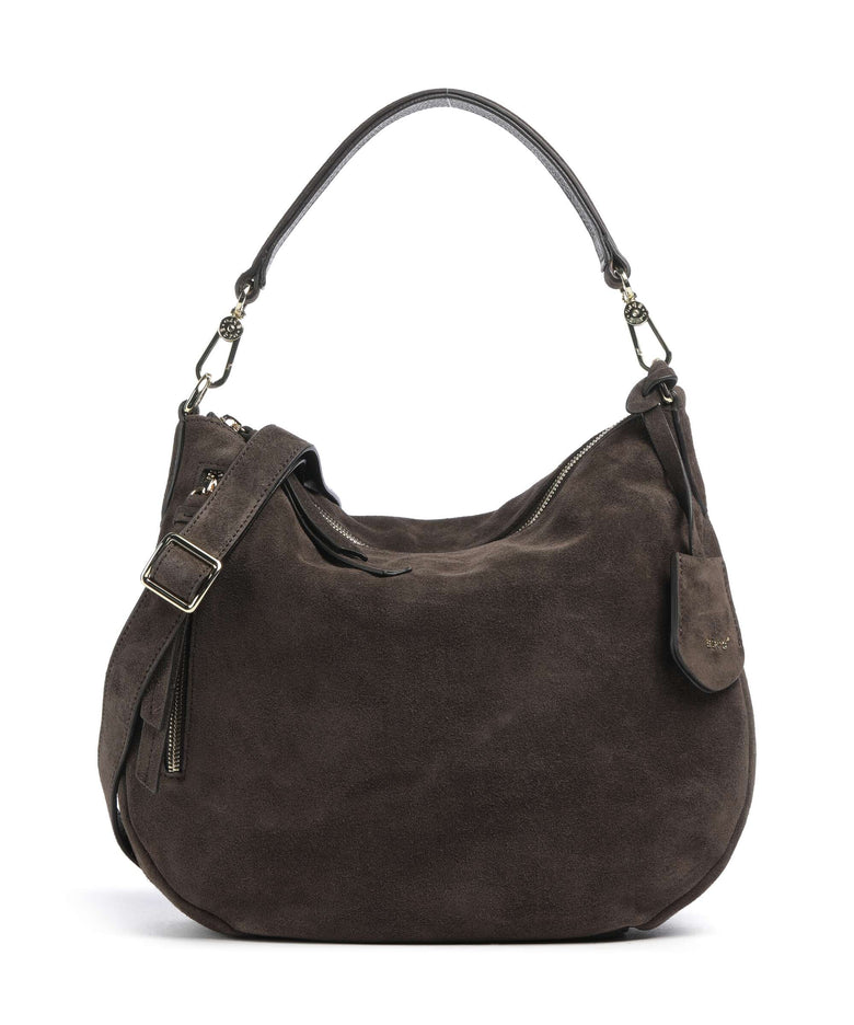 Abro Suede Juna Small Hobo bag dark brown