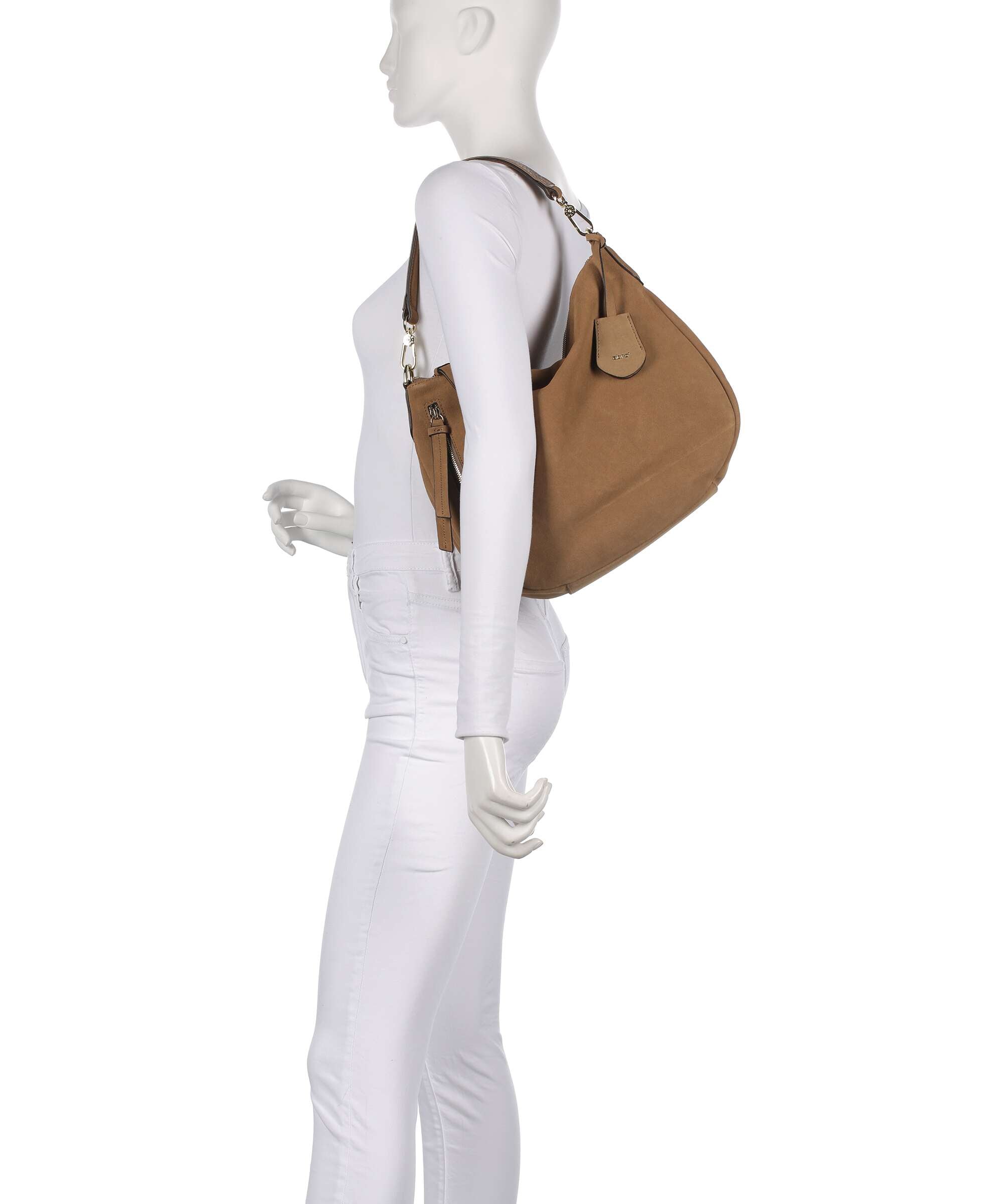 Abro Suede Juna Small Hobo bag cappuccino