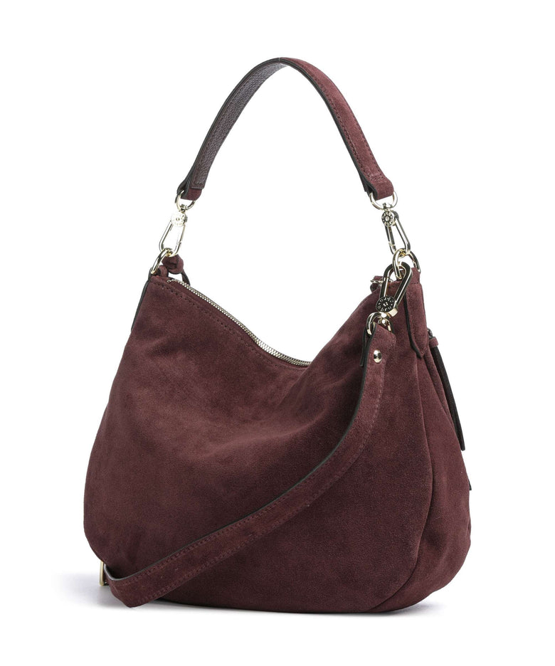 Abro Suede Juna Small Hobo bag burgundy