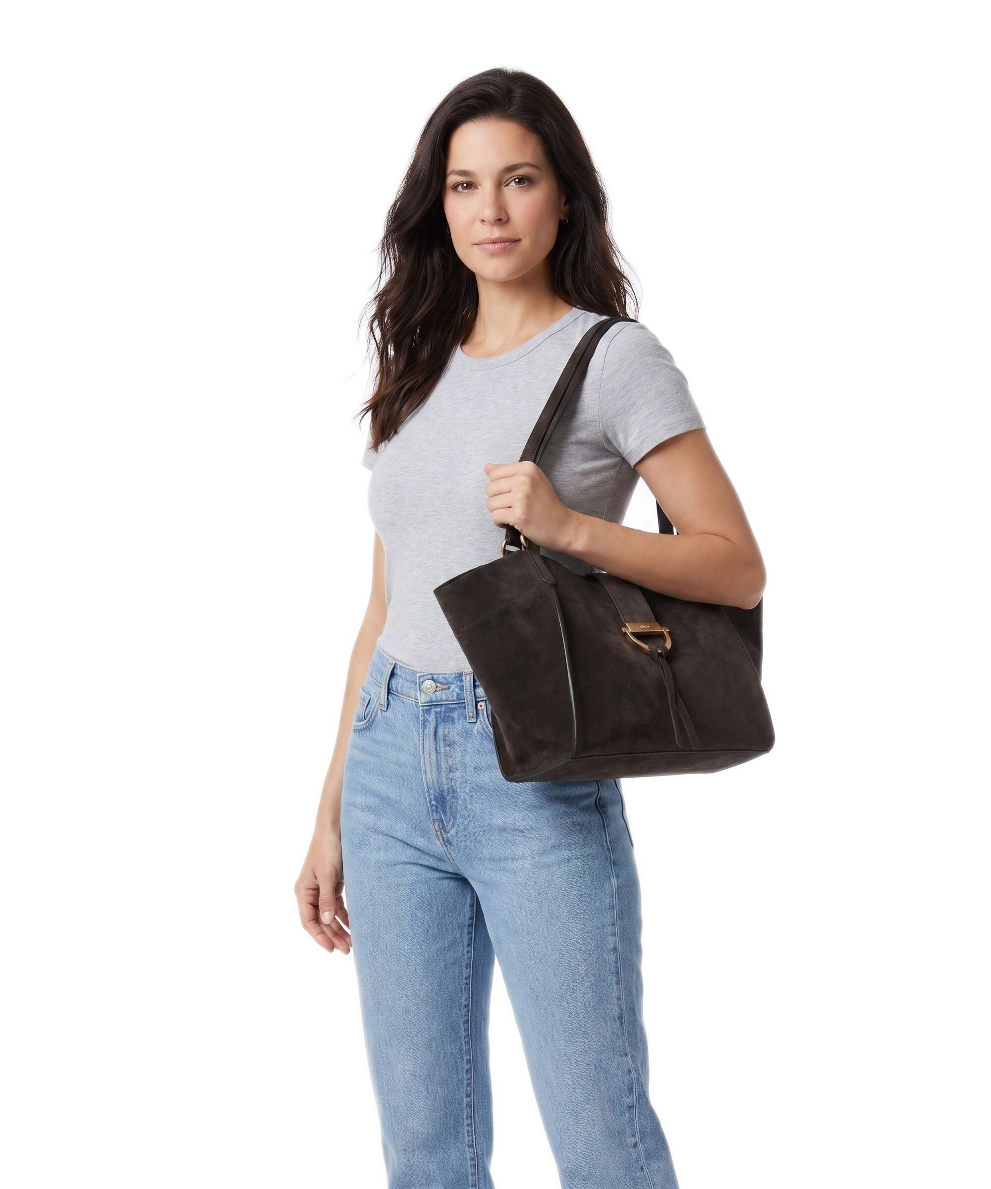 Abro Suede Temi Tote bag dark brown