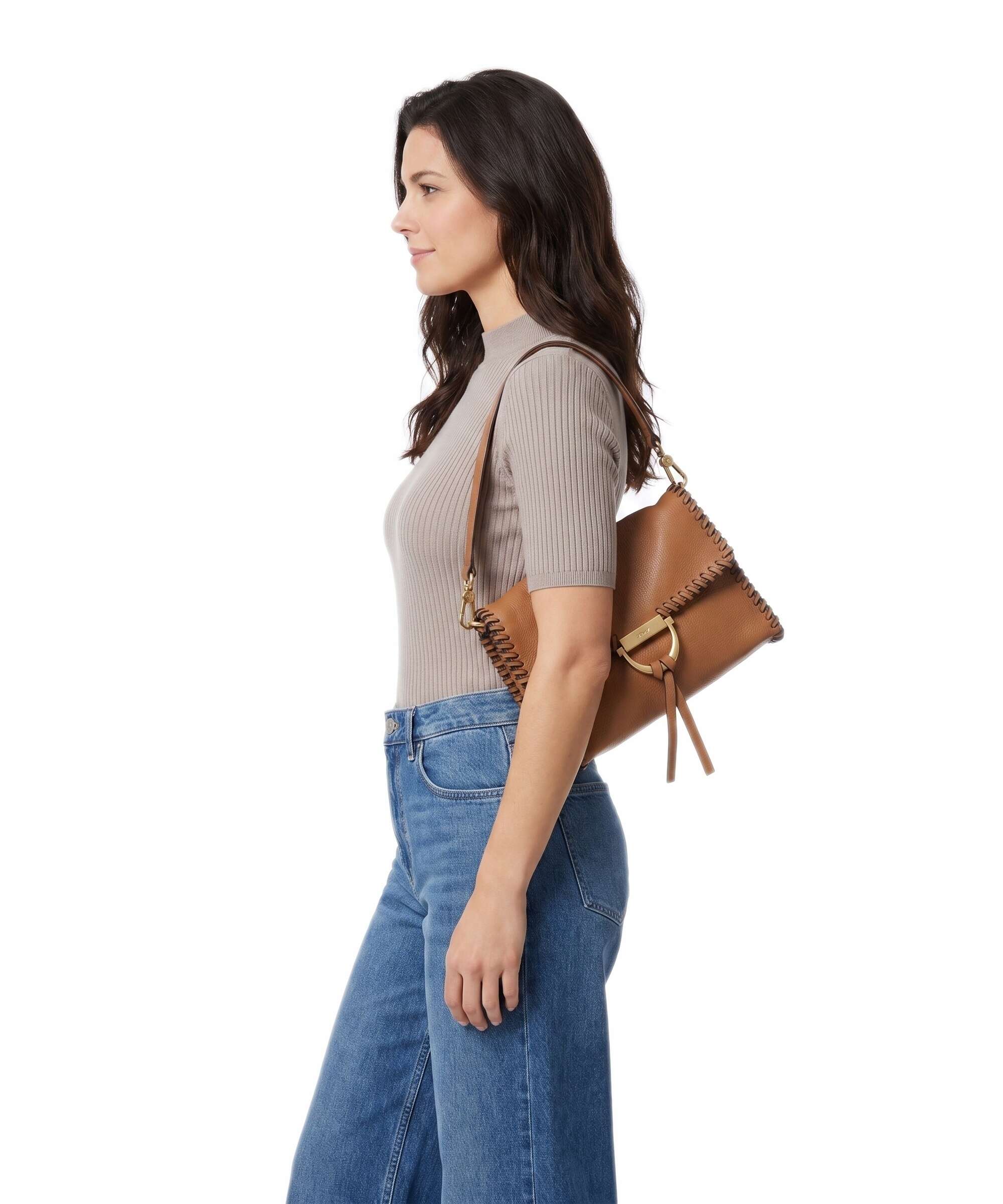 Abro Dalia Temi Stitch Shoulder bag cuoio