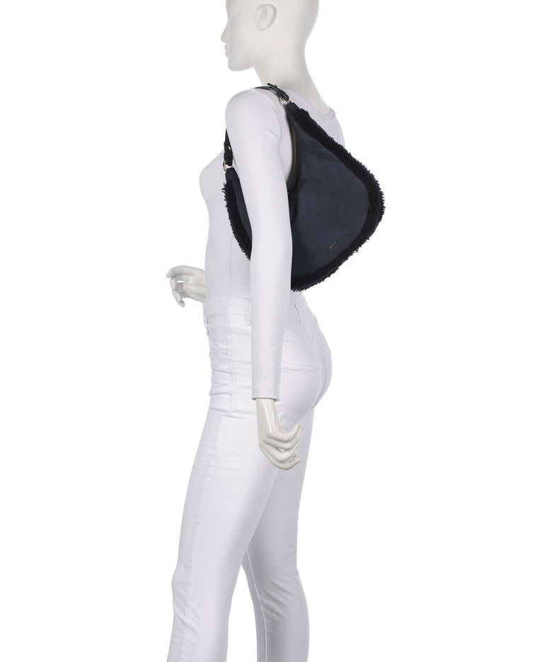 Abro Shearling Nana Mini Hobo bag navy