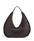 Abro Shearling Nana Big Hobo bag dark brown