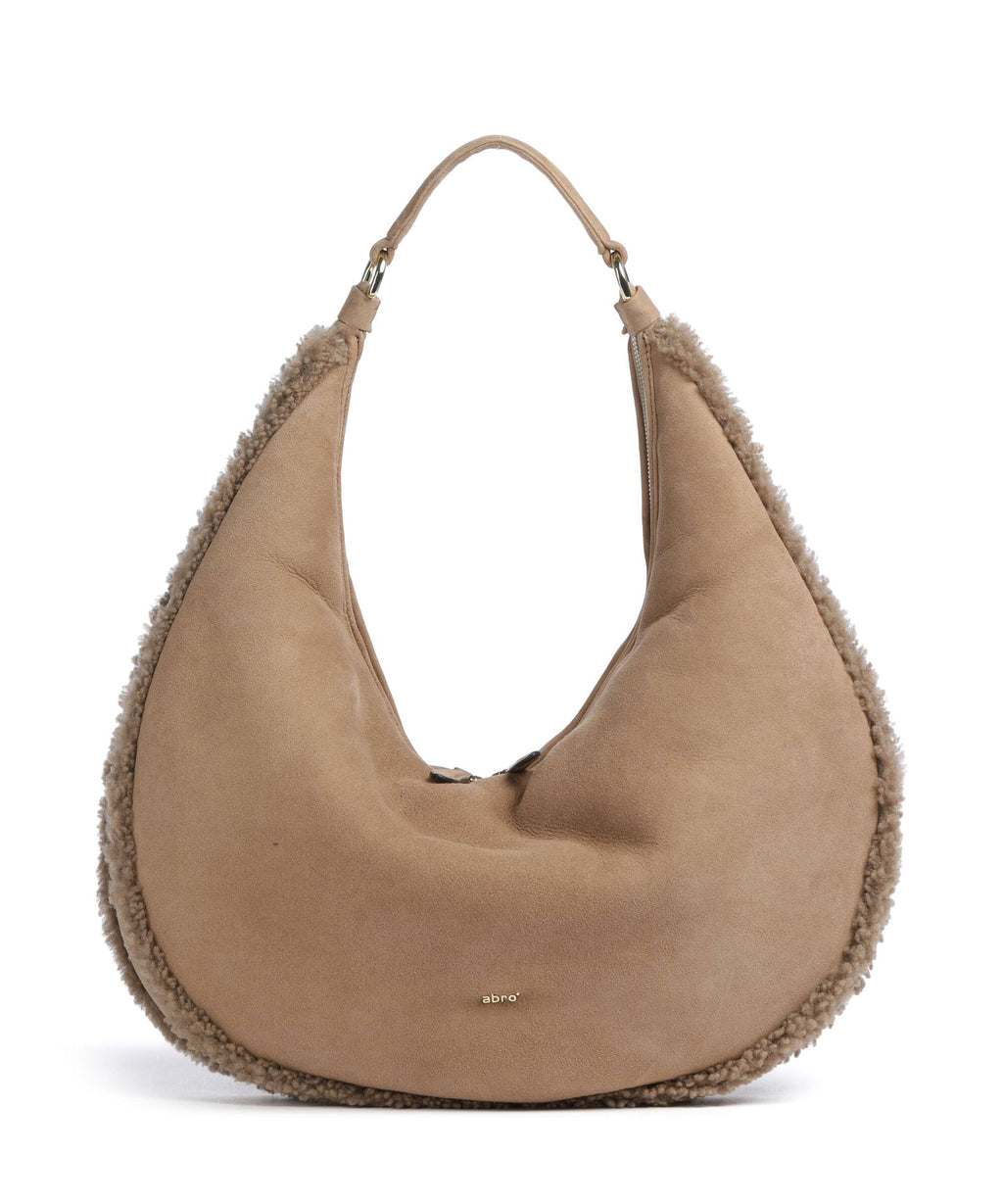 Abro Shearling Nana Big Hobo bag cappuccino