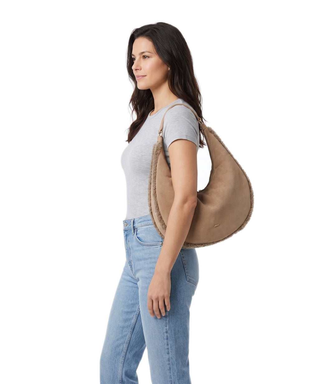 Abro Shearling Nana Big Hobo bag cappuccino