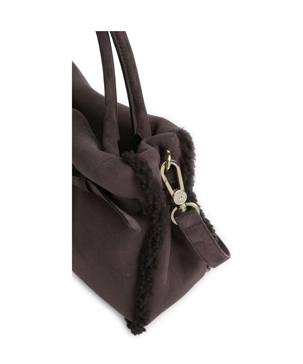 Abro Shearling Jill Handbag dark brown
