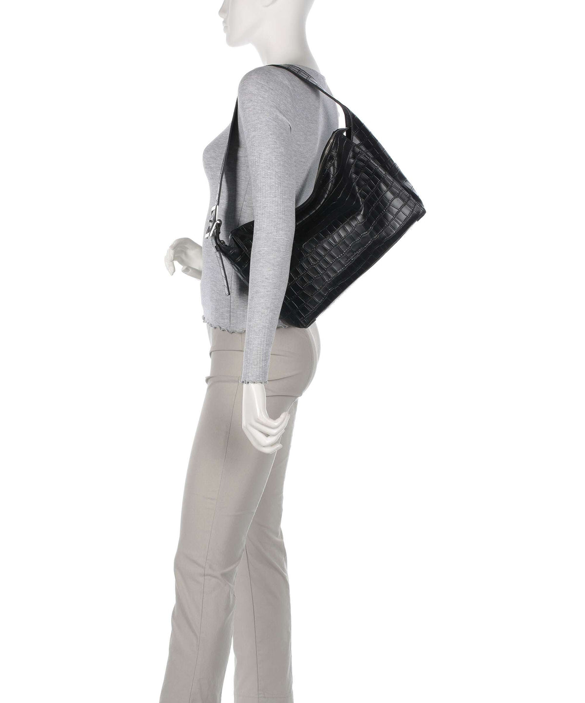 Liebeskind Lou 2 New Croco M Hobo bag black