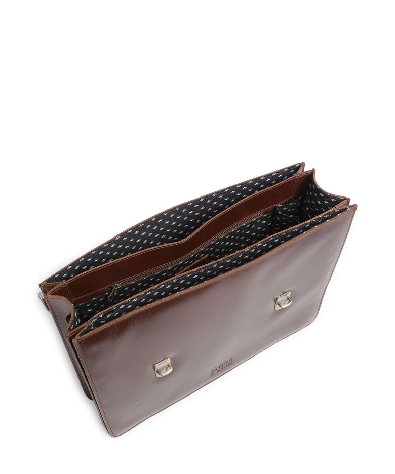 Buckle & Seam Crazy Horse Notes Briefcase brown