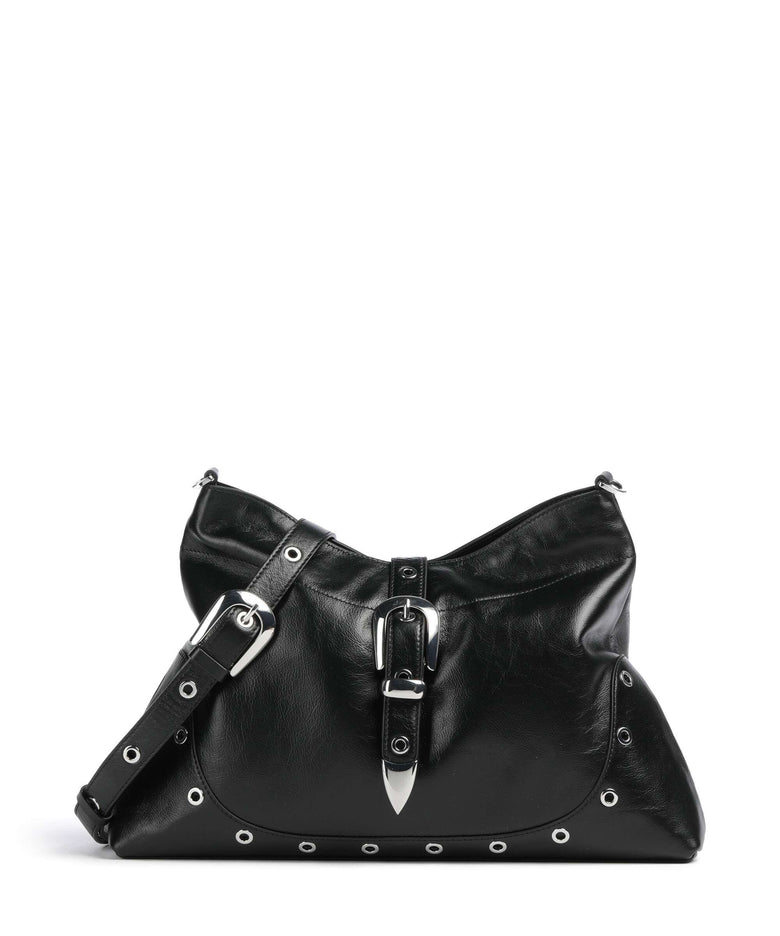 Les Visionnaires Elisa Rivet Glossy Hobo bag black