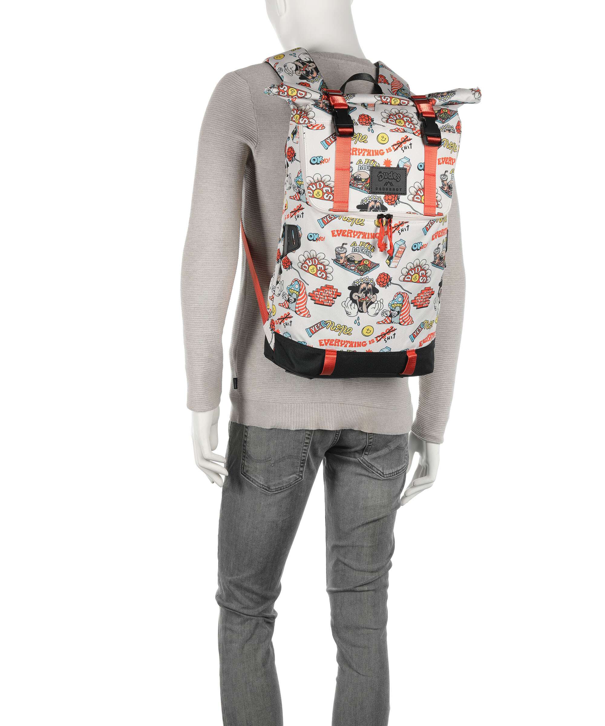 Doughnut The Dudes Christopher Dark Rolltop backpack print