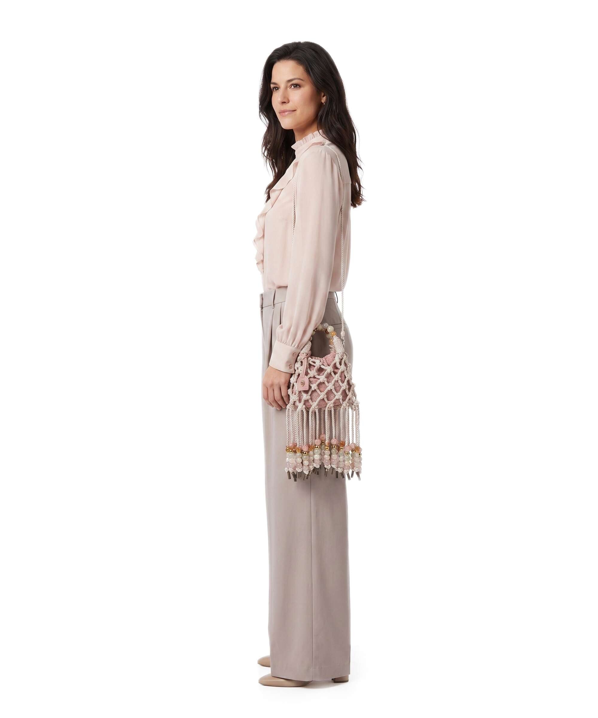 Kurt Geiger Macrame Mini Crossbody bag cream