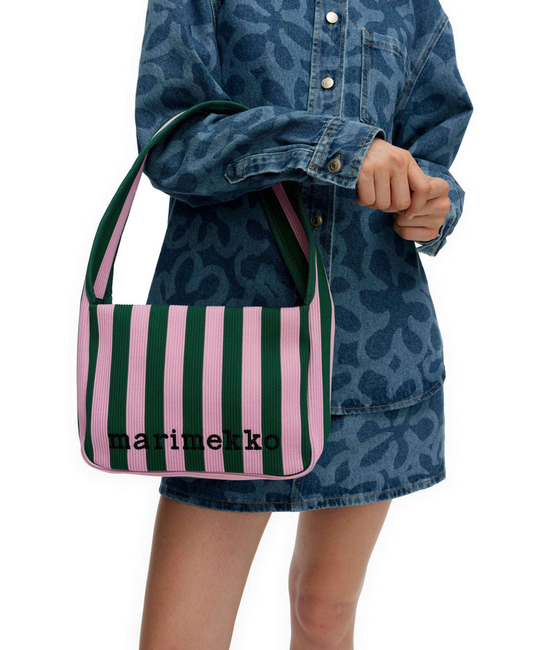 Marimekko Knitted Merirosvo Shoulder bag pink/dark green